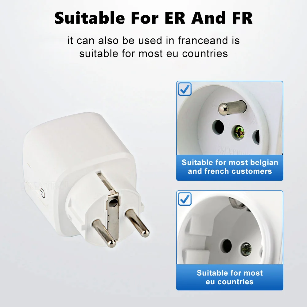 Matter WiFi Smart 16A/20A Plug EU Smart Socket Power Outlet Home Appliance for HomeKit SmartThings Works with Siri Alexa 3