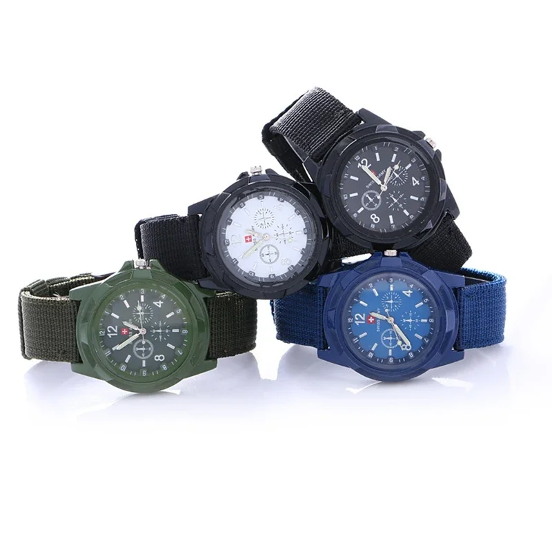 Relógio de quartzo masculino casual esportes relógio de quartzo marca militar relógio de pulso de alta qualidade cinta de náilon esportes relógio militar