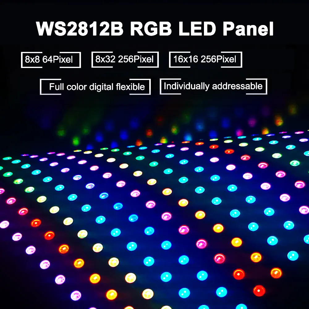 DC5V WS2812B LED Panel Individually Addressable WS2812 5050 RGB Digital Flexible Pixel Module Matrix Screen Light 8x8 16x16 8x32 led light,led modules,led module,led panel light