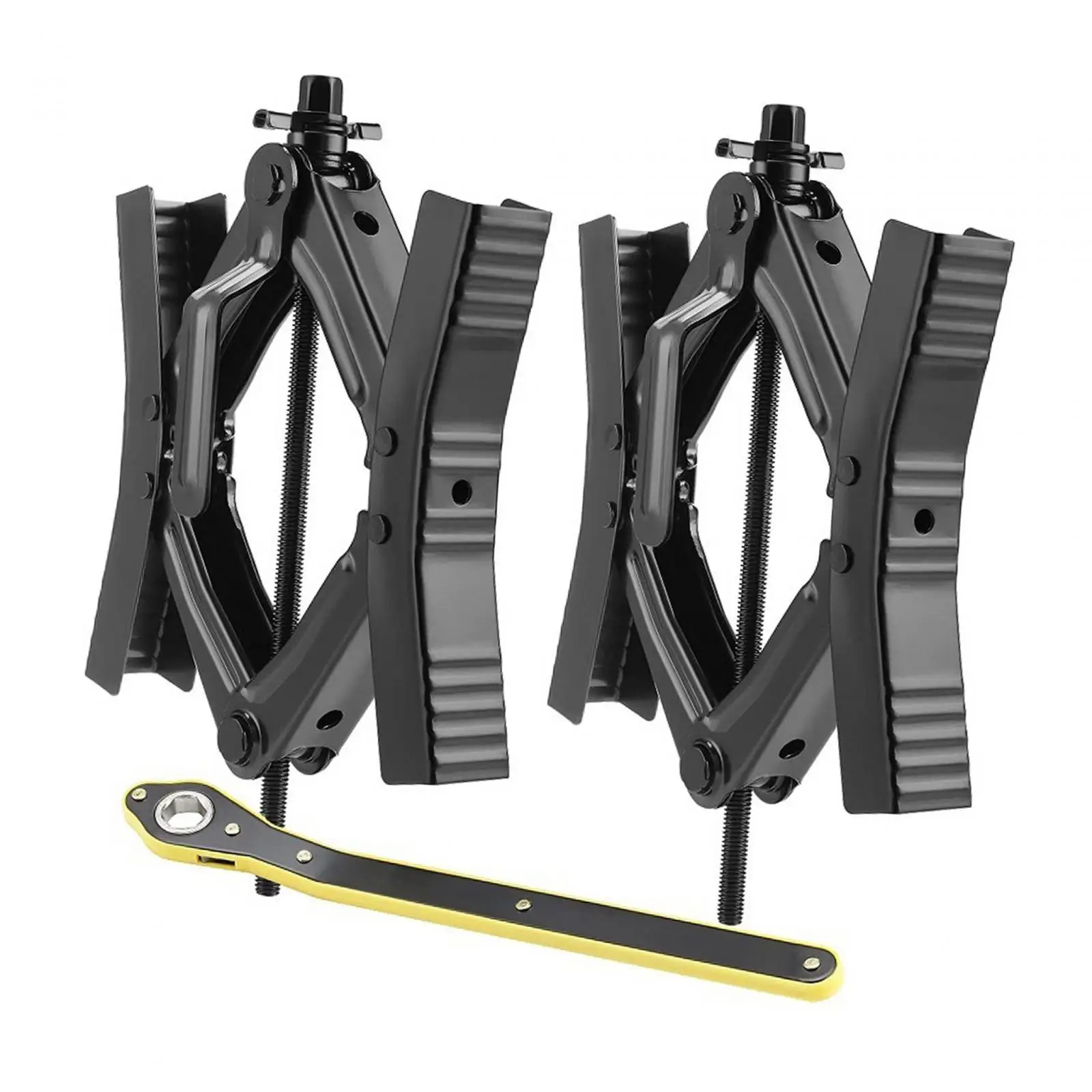 

2x Camper Wheel Chock Stabilizers Scissor with Wrench Trailer Scissor Lock