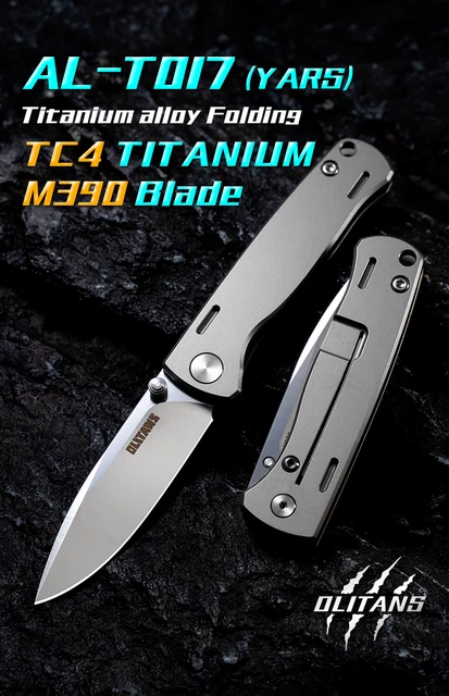 Folding Knife M390 Titanium Handle | Titanium Alloy Handle Knife 