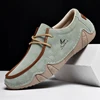 New 2024 Autumn Handmade Leather Casual Men Shoes Design Fashion Sneakers Man Loafers Breathable Low Top Flat FootWear Driving 1