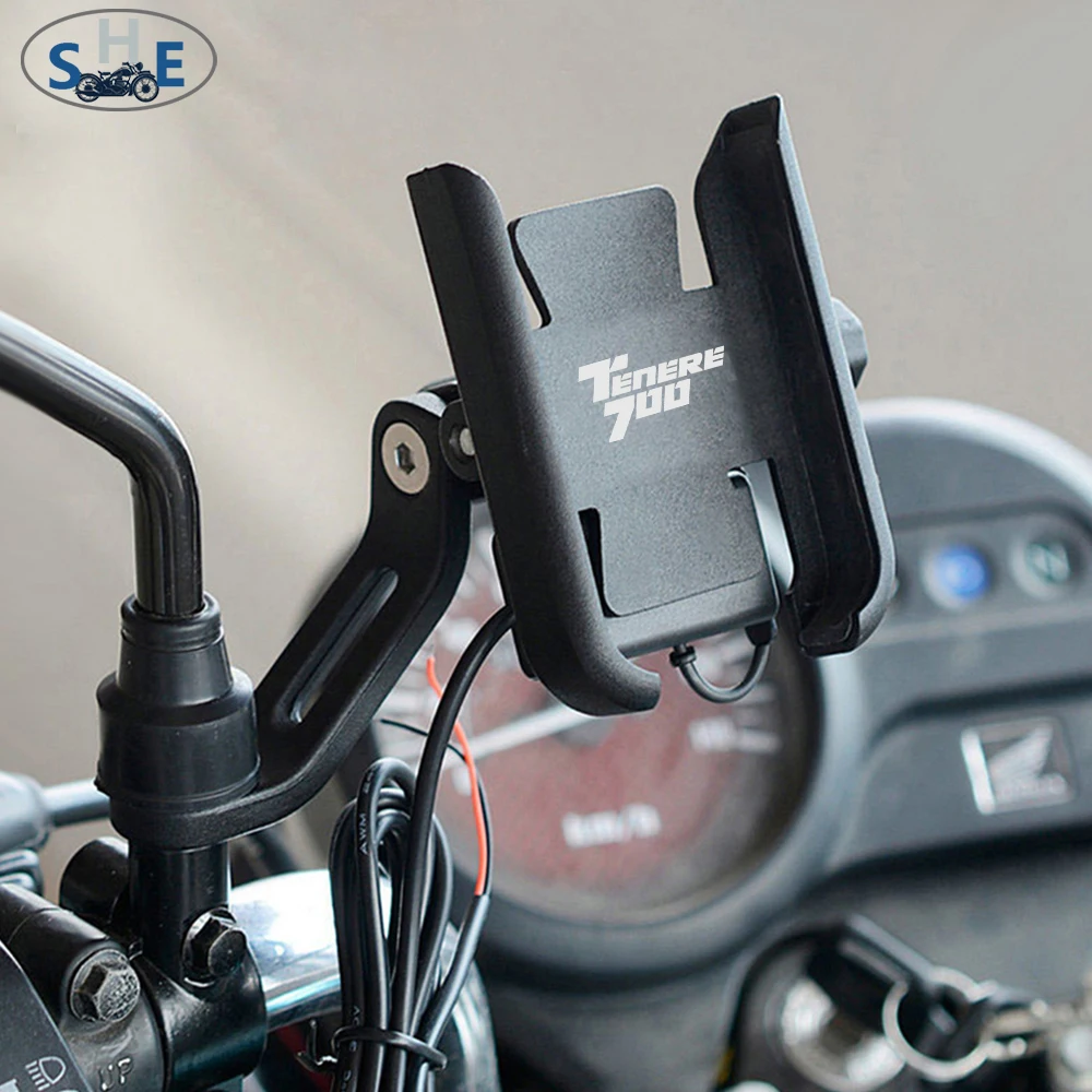 

With LOGO For Yamaha TENERE700 Tenere 700 Motorcycle CNC Aluminum Accessories Handlebar Mobile Phone Holder GPS Stand Bracket