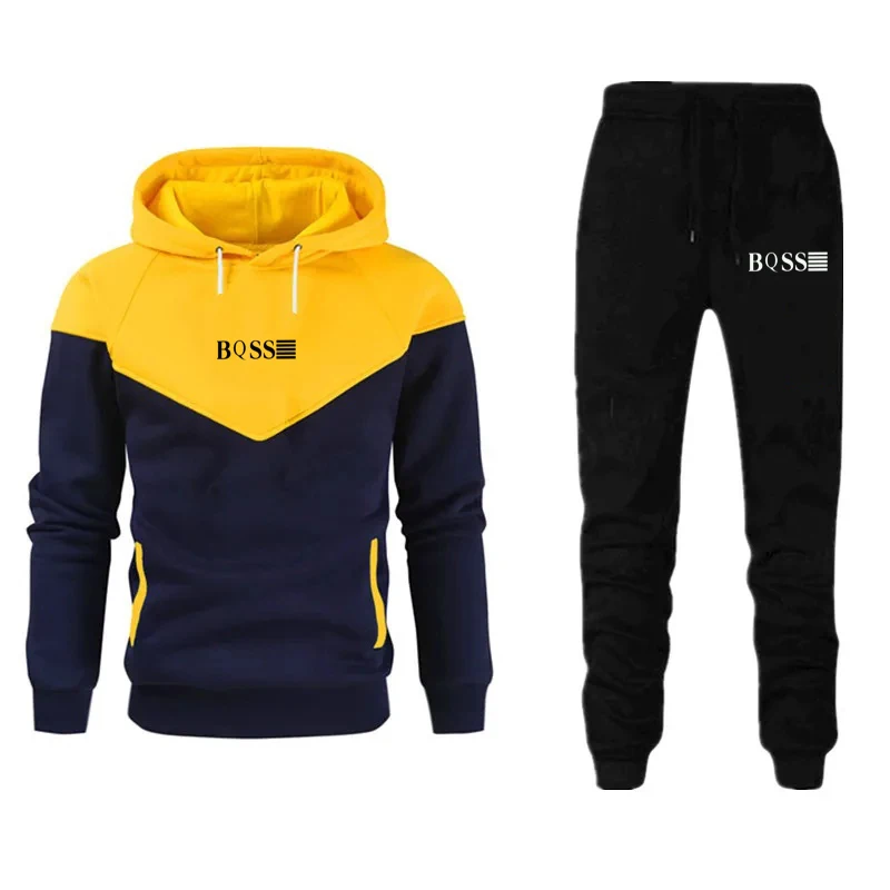 

Men's hooded sportswear and pants set, zippered casual sportswear, branded sportswear, new autumn and winter styles, 2024