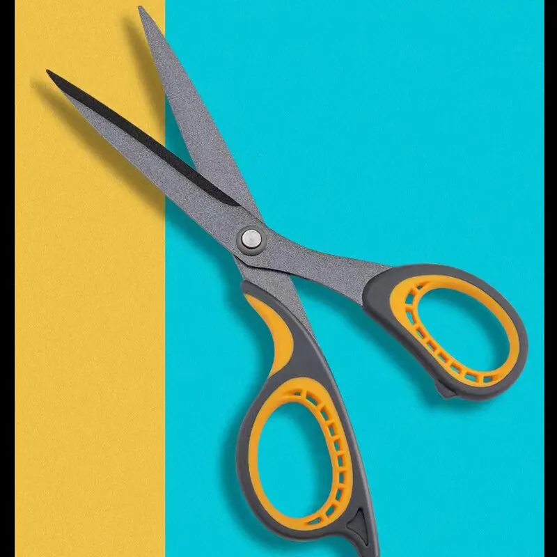 Scissors Stainless Steel Household Multi-functional Office Tailor's Hand soft handle portable cutter stationery black blade