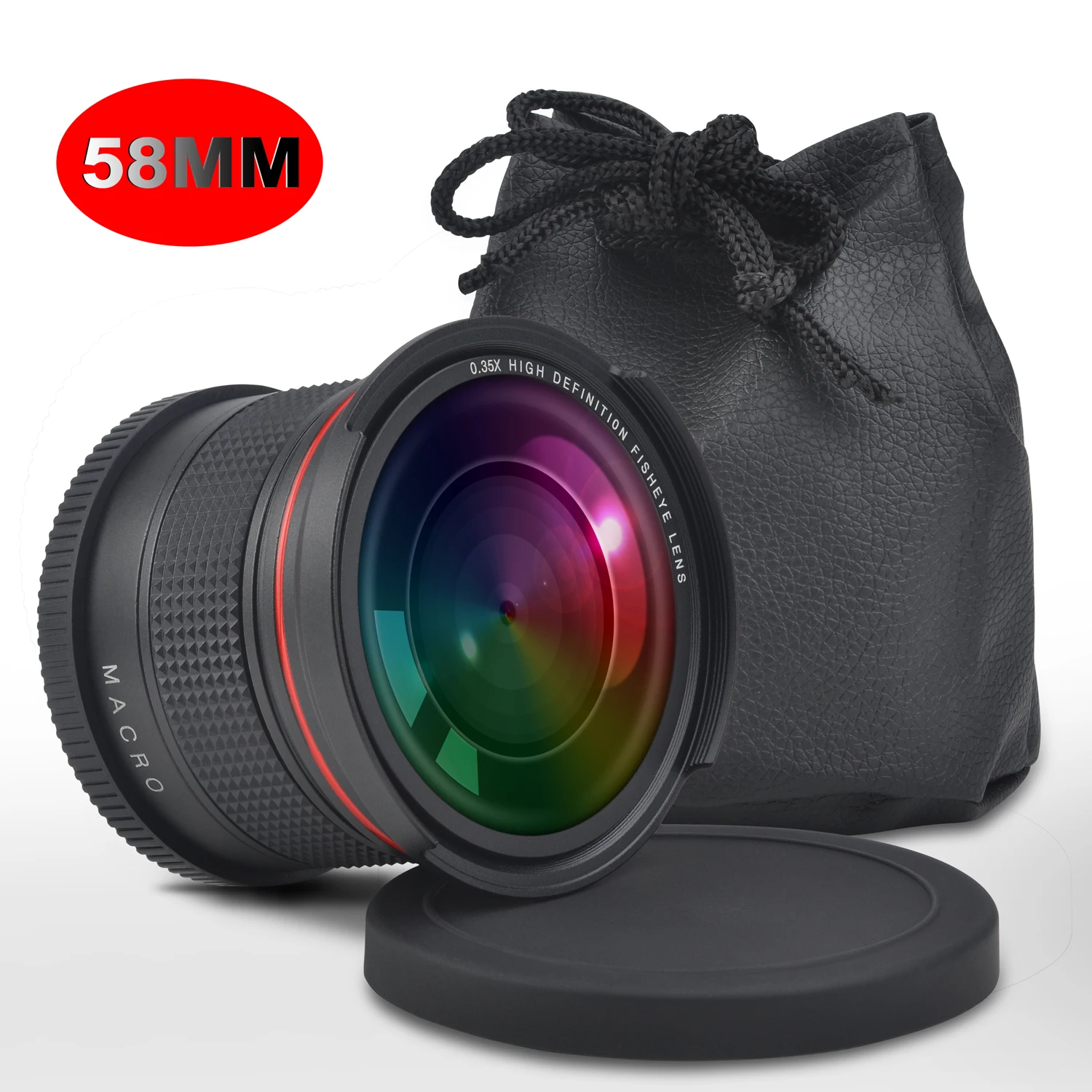 58 Millimetri 0.35X Professionale Fisheye Obiettivo Grandangolare Macro Lens Per Canon Eos Rebel 70D 77D 80D 90D T8I T7 T7I T6I T6S T6 T5I T5 T4I