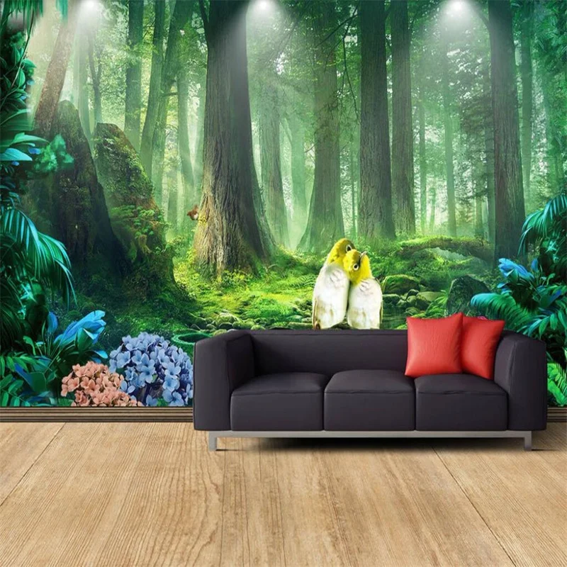 

wellyu papel de parede Custom wallpaper 3d photo murals fresh forest green nature large creative TV background wall paper murals