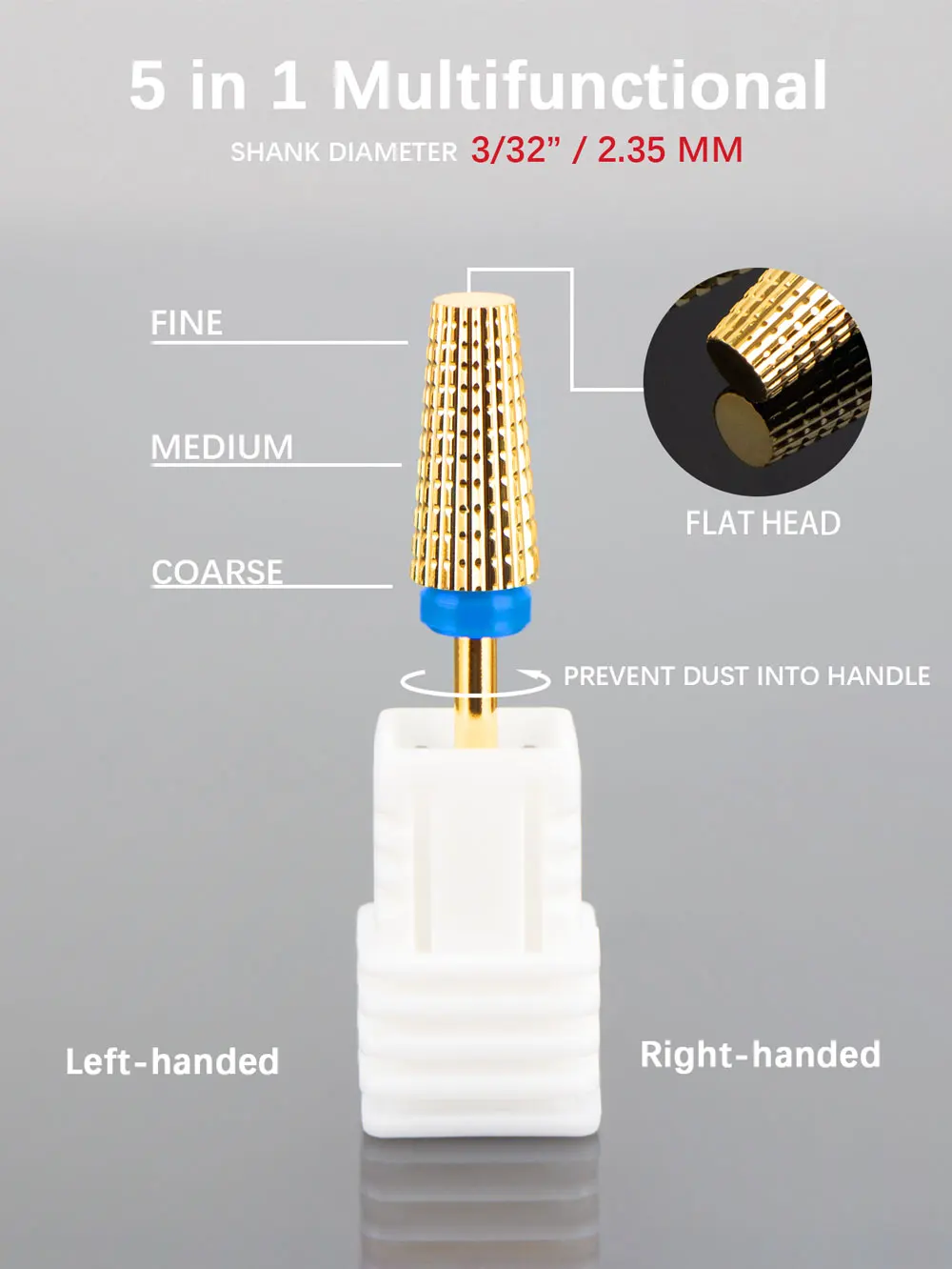 Description Picture 4 of item5 in 1 Carbide Tungsten Steel Nail Drill Bits For Remove Nail Polish Gel UV Gel Nail Drill Bit Milling Cutter Accessory