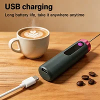 Mousseur à lait électrique rechargeable par USB, 3 vitesses, mousseur à café, mélangeur à cappuccino pour la cuisine et les cafés 5