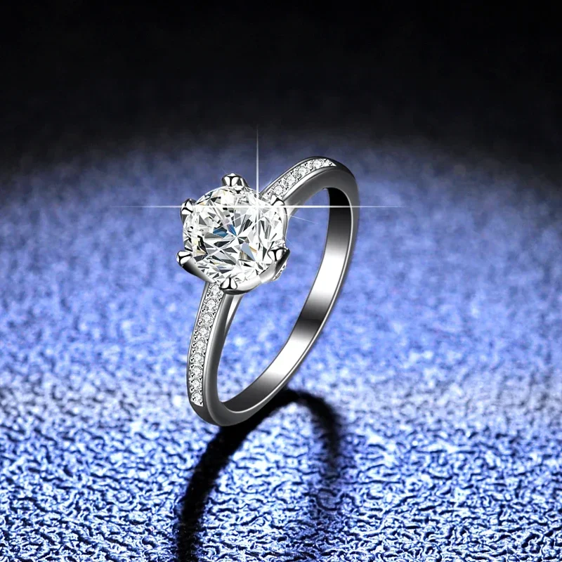 1 Carat D Color VVS1 Moissanite Rings for Women Luxury Eternal 18K White Gold Rings Sparking Diamond Band Luxury Jewelry GRA