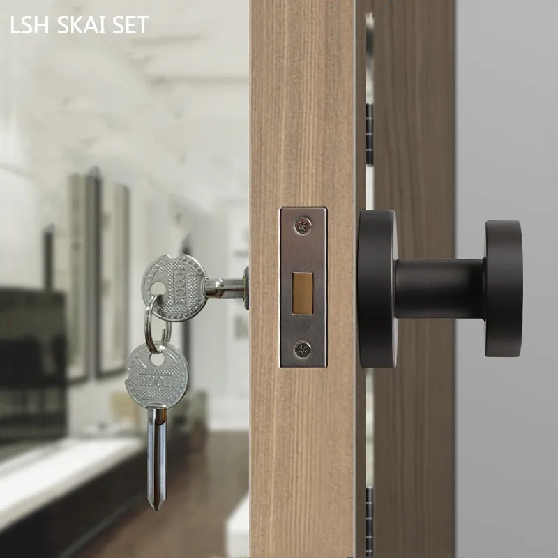 

Indoor Zinc Alloy Invisible Door Lock with Key Single Handle Lockset Background Wall Mute Single Tongue Locks Home Hardware