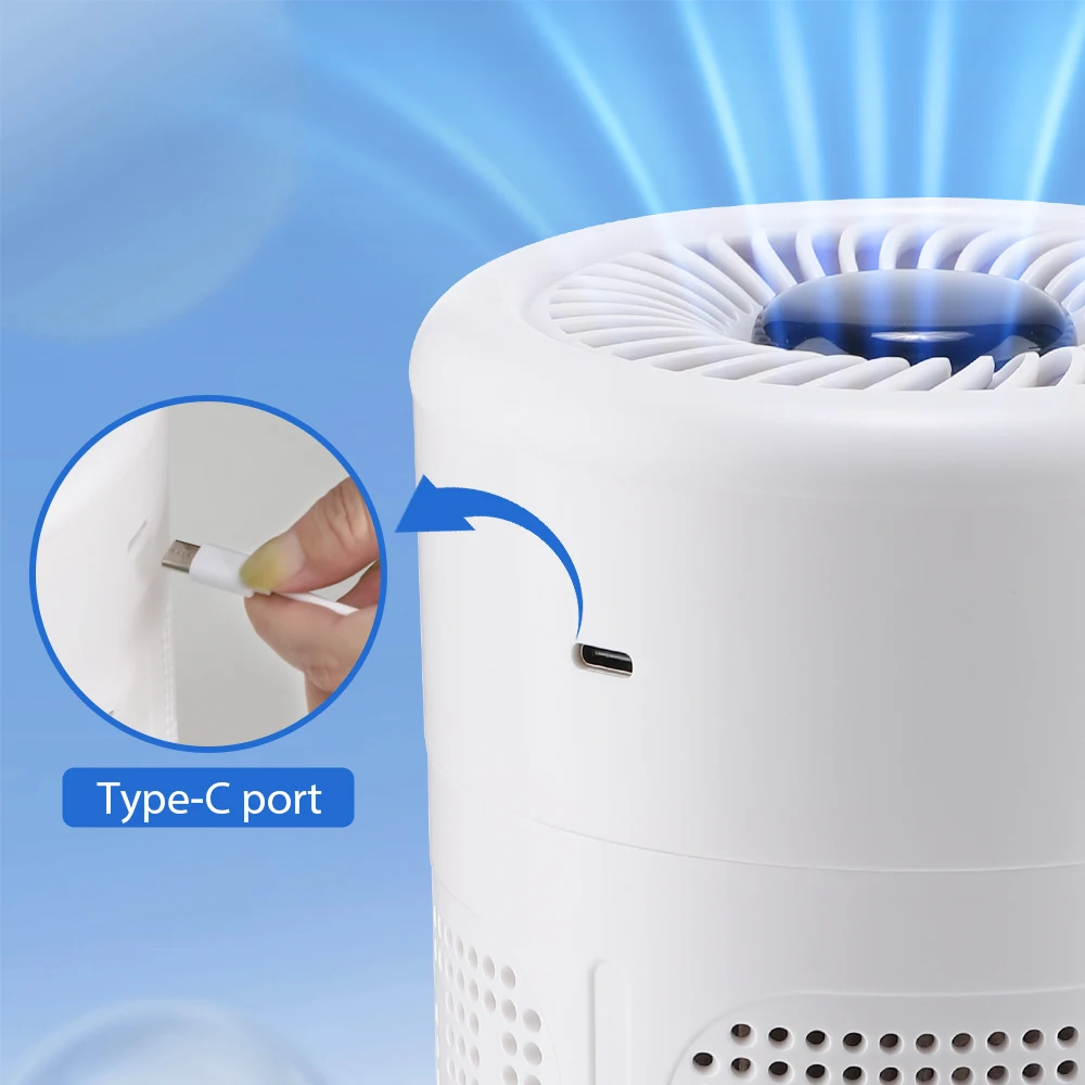 Mini Desktop Air Purifier HEPA Filter Negative Ion Technology Quiet Portable Air