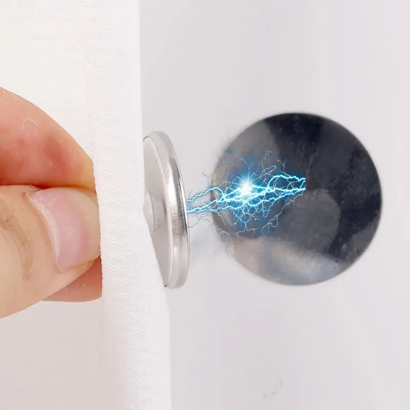 Description Picture 4 of item30/1Pairs Magnetic Curtain Clips Self-Adhesive Wall Mounted Magnet Buckle with Patch Detachable Shower Curtain Fixed Fasteners