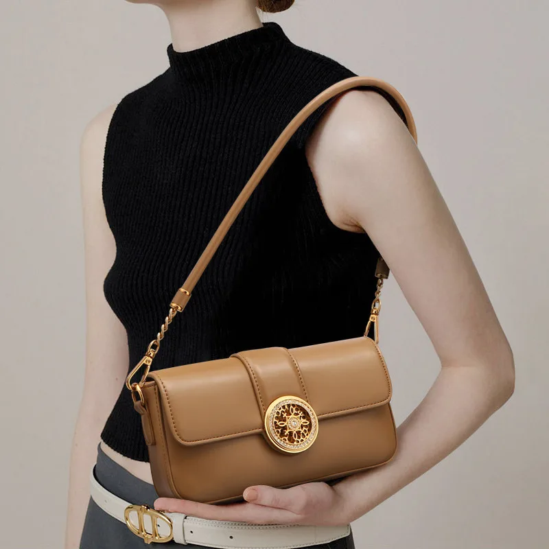 Jenny&Dave French Shoulder Messenger Bag Women Fashion Ladies Elegant Leather Underarm Bag Women Solid Color Party Bag