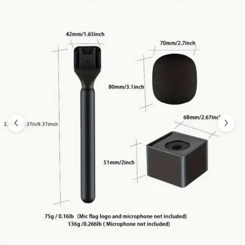 *마이크 1 2용 Rode Wireless GO II용 윈드실드 폼이 포함된 무선 핸드헬드 인터뷰 마이크 어댑터