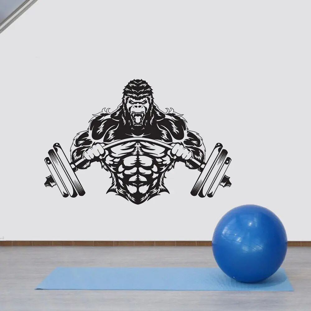 Decalcomania Della Parete Della Palestra Custom Fitness Decor Workout Art Vinyl Sticker Gorilla Gym Quote Stickers Motivazione Crossfit Logo