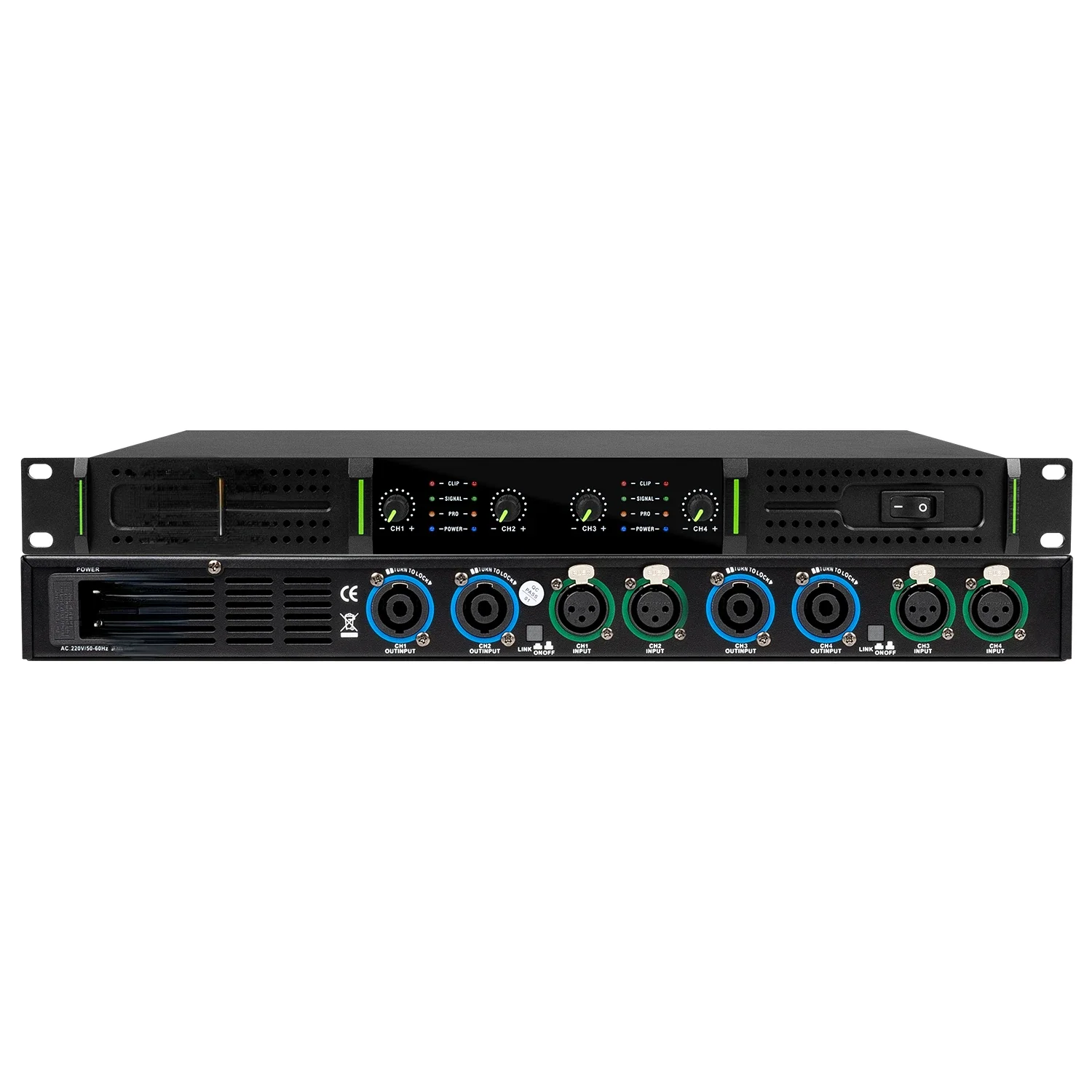 

RX-4 High Power Digital 4 Channel Amplifier Professional Audio Power Amplifier 800 Watts for Stage Performance