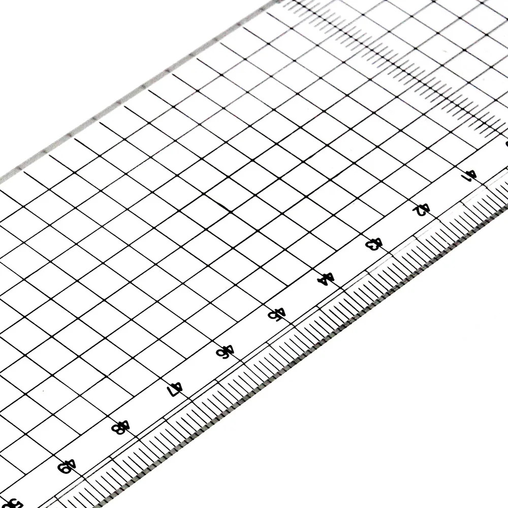 50센티미터 그리드 눈금자, 투명 측정 도구, 엔지니어링, 바느질 및 수공예에 적합하며 정확한 눈금선을 갖추고 있습니다.