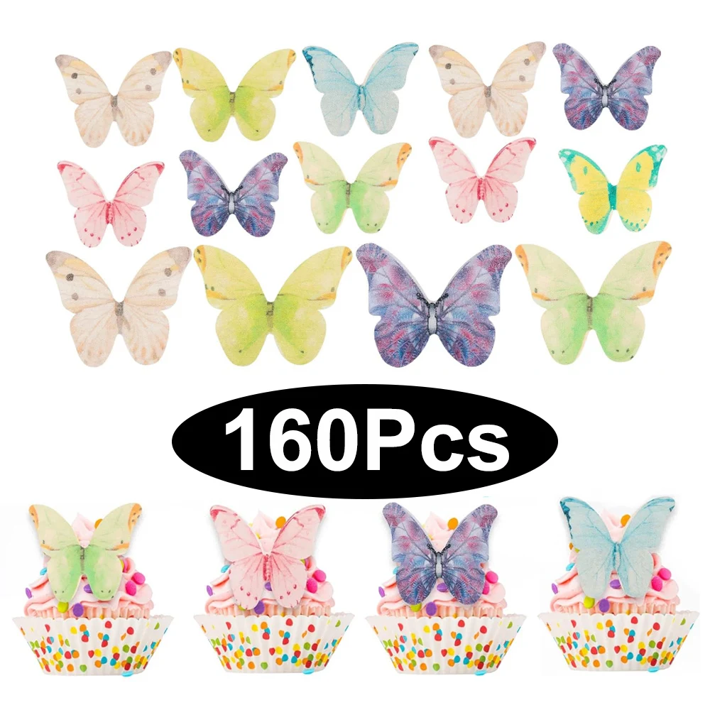 40 Pcs Cupcake Picks Girls Toys Wafer Paper Edible Sheets Butterfly Cake  Topper Cake Decorations Fairy Stickers - AliExpress