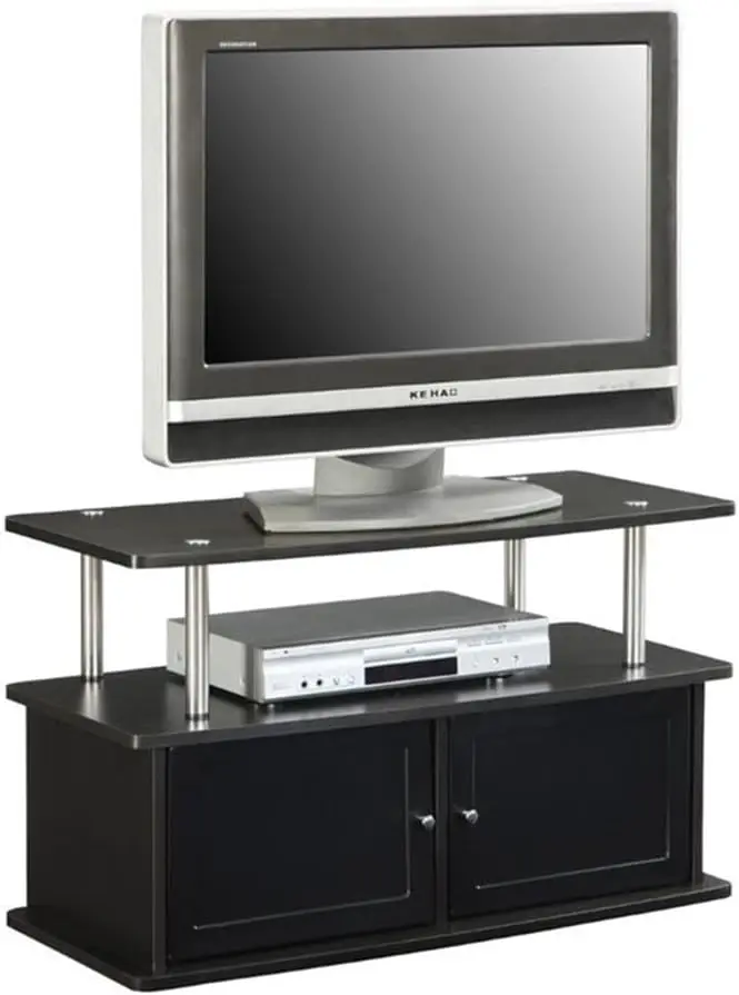 Designs2Go 40 inch TV Stand with 2 Storage Cabinets and Shelf, Espresso