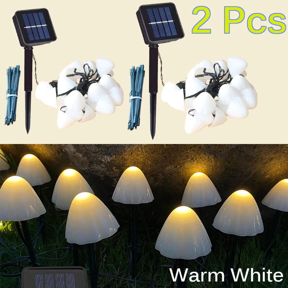 Solar Mushroom Fairy String Lights - LED Garden & Patio Decoration Lamps