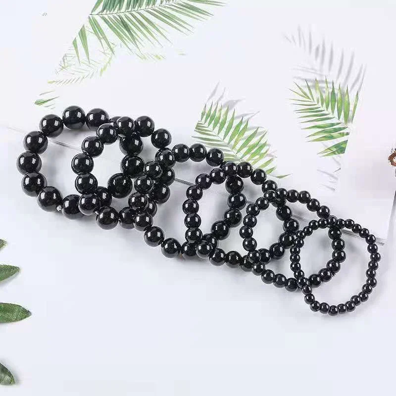 Natural Stone Bracelet Black Obsidian Fat Relief Promote Blood Circulation Anti Anxiety Weight Loss Women Men Jewelry