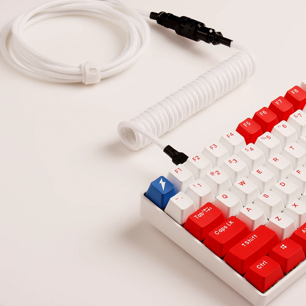 Lano-custom Paracord Coiled Teclado Mecânico Cabo de Dados Usb Gx16 Aviator Coil Usb c para Jogos - Imagem 4