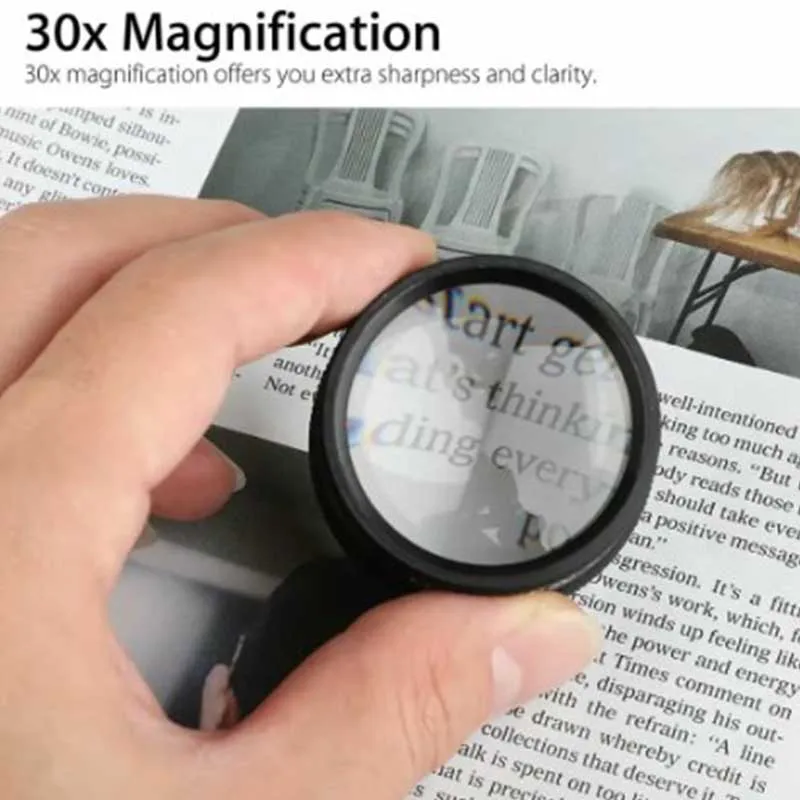 Magnifying Glass 30x36 Optical Portable Pocket For Jewelry Coin Stamps Watch Repair