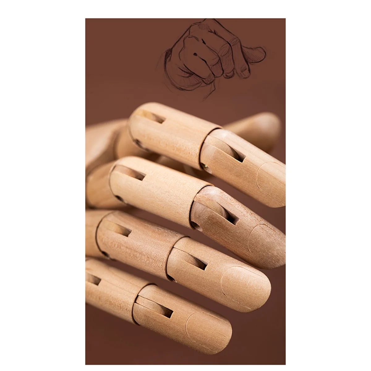 FLYY-Holzhandmodell, Handfiguren, drehbar, Gelenkzeichnung, Skizze, Schaufensterpuppe, Miniaturen, Desktop-Raumdekoration – Detail 6