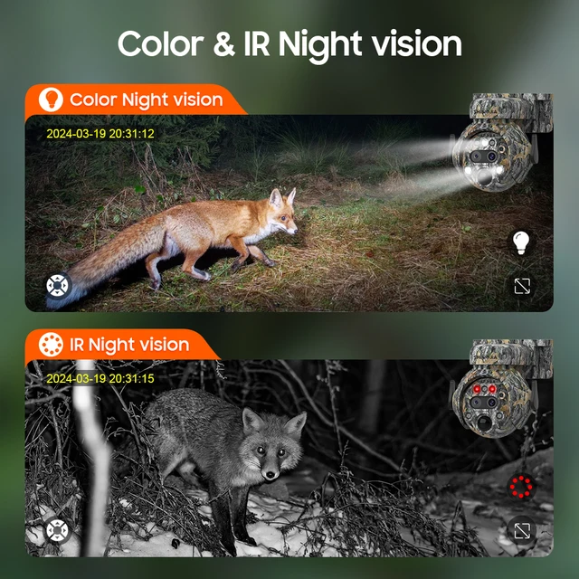 SHIWOJIA 12X ZOOM 4K 8MP Solar Camera Dual lens 4G 360° View Camouflage Color Outdoor Hunting Camera 7800mAh Battery Ubox app 5
