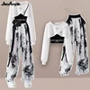 2023 Autumn Women Fashion Crop Sweatshirt Letter Sling Print Pants 1 or 3 Piece Set Lady Cool Streetwear Outfits Tops Trousers 1