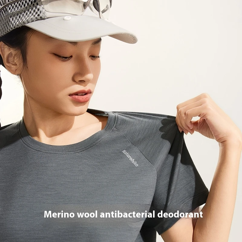 Naturehike Merino Wool Short Sleeve T-Shirt UPF50+ Antibacterial Anti-Odor Outdoor Quick-Drying Breathable Running Fitness Shirt