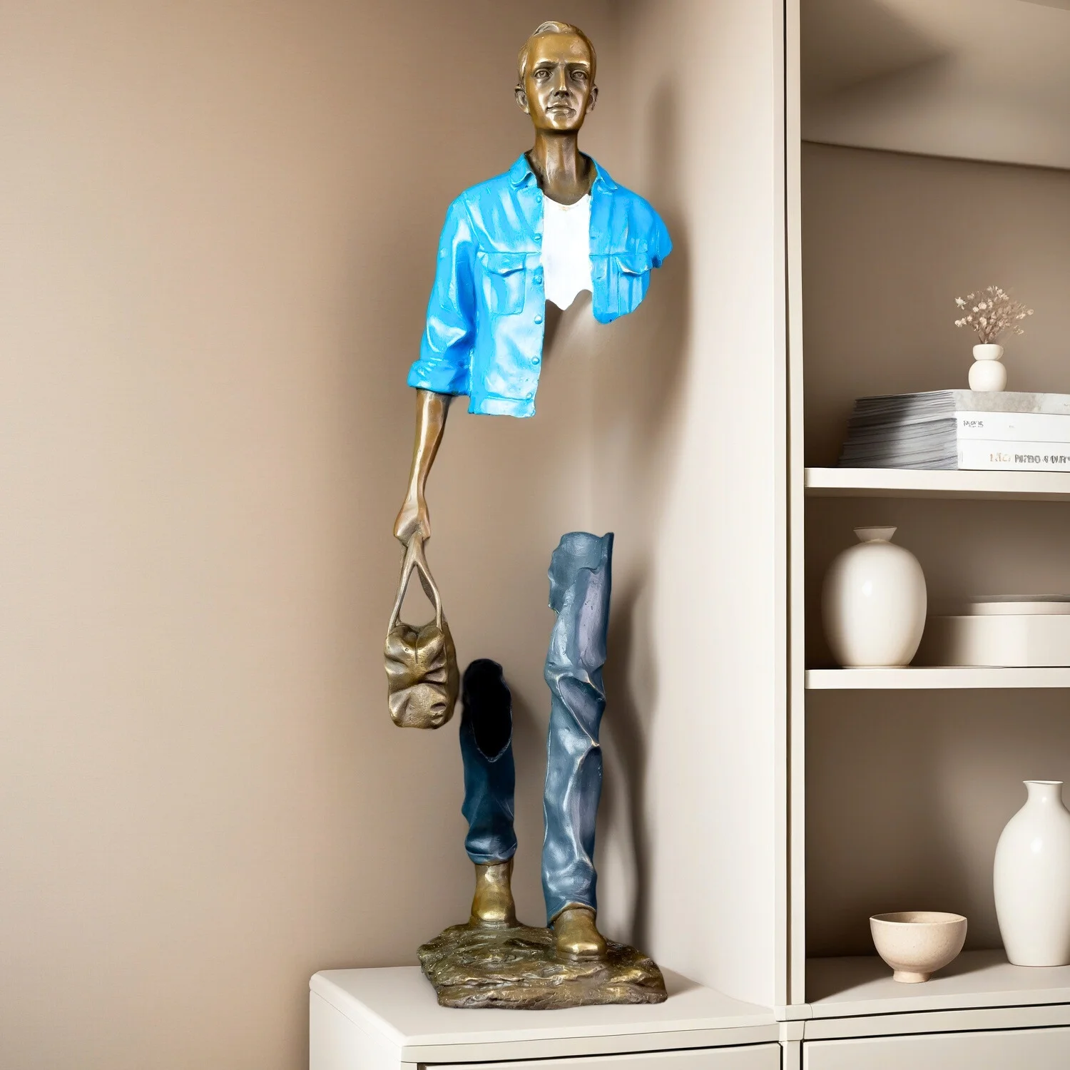 56 سنتيمتر البرونزية المسافر تمثال الصب الساخن مجر...