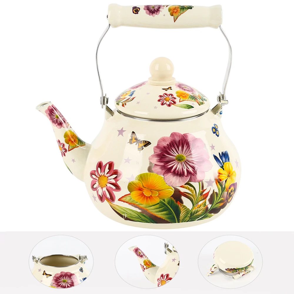 Saihisday Teiera smaltata floreale per piano cottura, 2,5 l, grande