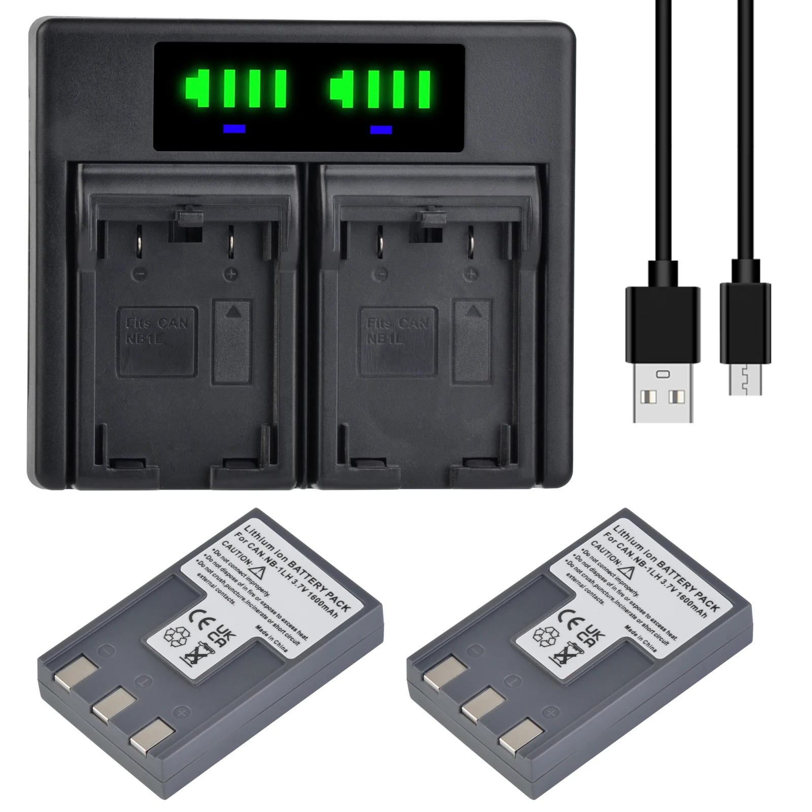 1600Mah Nb-1L Nb-1Lh Batteria + Led Doppio Caricatore Per Fotocamere Canon Ixy Digital 200A 300A 400 500 Powershot S200 S300 S400 S500