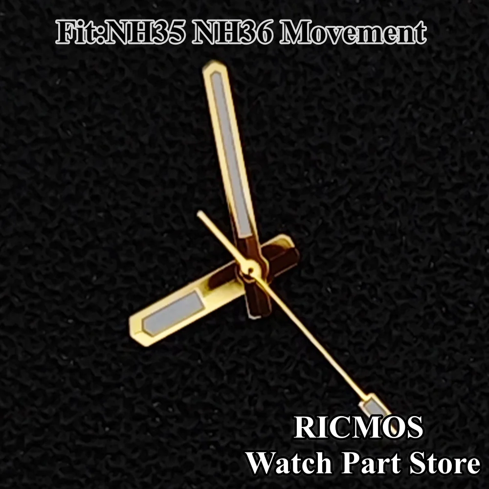 Gold Watch Hands with Green Glow in the Dark for Repair and Custom Watch Making
