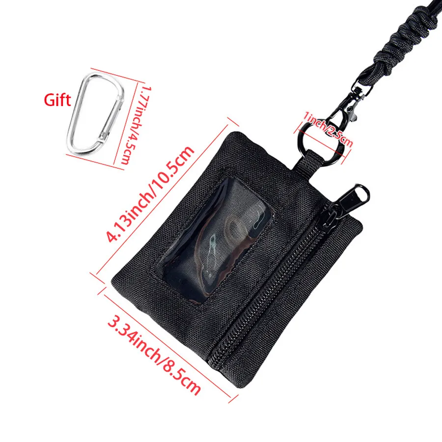 ID Transparent Window Small Wallet with Neck Lanyard Mini Coin Card Holder Zipper Pouch ins Key Bag Subway and Bus Card Cases