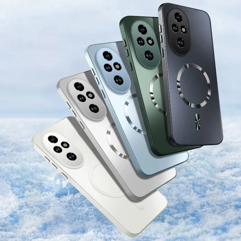 Magnetic Matte Silicone Shockproof Case with Wireless Charging and Hard PC Bumper