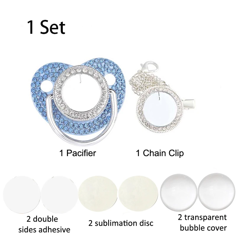 Pacifier Clip Pacifier Chain Customization Baby Pacifier Luxury Rhinestone Blank Pacifier Clips Chain Sublimation Infant Dummy Baby Shower Gifts