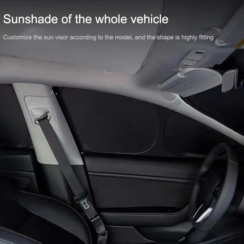 Tesla Model 3/Y 2017-2025 사이드 윈도우 차양 개인 정보 보호 차양 음영 전면 후면 유리창 절연 + 반사 층