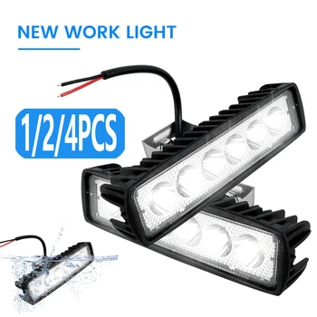 1/2/4Pcs LED Work Light Strip Shape Light Bar 6000K Flood Spot White Off Road Head Car light IP67 Auto parts For Multiple Scenes 1