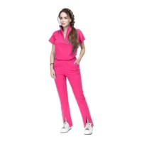 High Quality Multi Color Tunic Spa Work Suit Nurses Hospital Uniform Scrub Sets Women Zipper Set Short Sleeve Medical Uniforms - Image 6