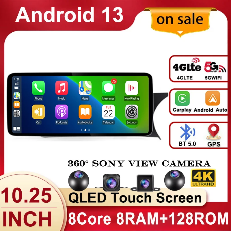 Android 13 Car Gps Navi Player Per Mercedes C Glc W204 W205 W447 Wifi Sim Carplay Bt Google Touch Screen Multimedia Stereo