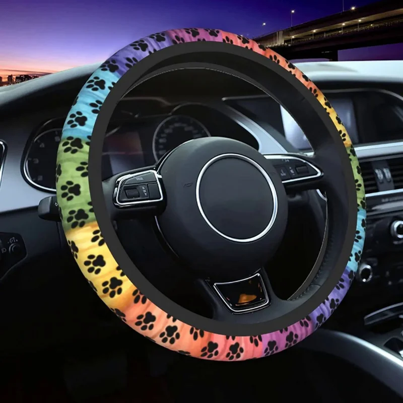 

Dog Paw Steering Wheel Cover for Women Men Universal Fit 15 Inch Neoprene Anti-Slip Car Wheel Protector