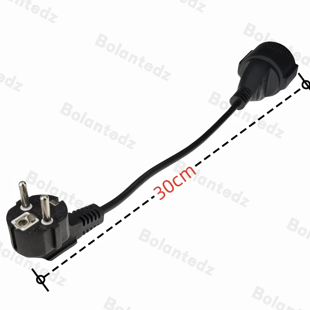 EU European Power Extension Cord,Germany Male to Female Power Extension Cord Cable for PC Computer PDU UPS 0.3M
