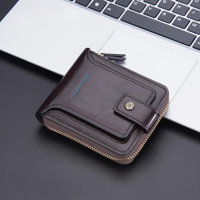 Portafoglio da uomo in pelle PU fashion multi slot card holder borsa da uomo con cerniera corta portafogli pieghevoli maschili