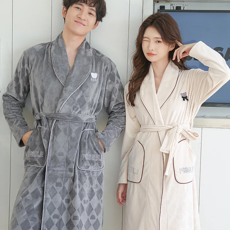 

Осенне-зимний бархатный Повседневный Кардиган Xinhai для пар, пижамы, пижамы, простые цветы, модные и носимые