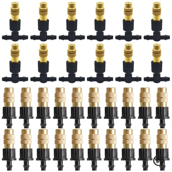 10pcs 4/7PVC Outdoor Misting Cooling System Garden Irrigation Watering 1/4'' Brass Atomizer Adjustable Garden Micro Sprinklers