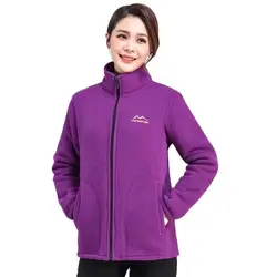 New Autumn Winter Women Jackets Middle-Aged Elderly Coat Mother Wear Polar Fleece Outcoat Ladies Loose Stand Collar Cardigan Top