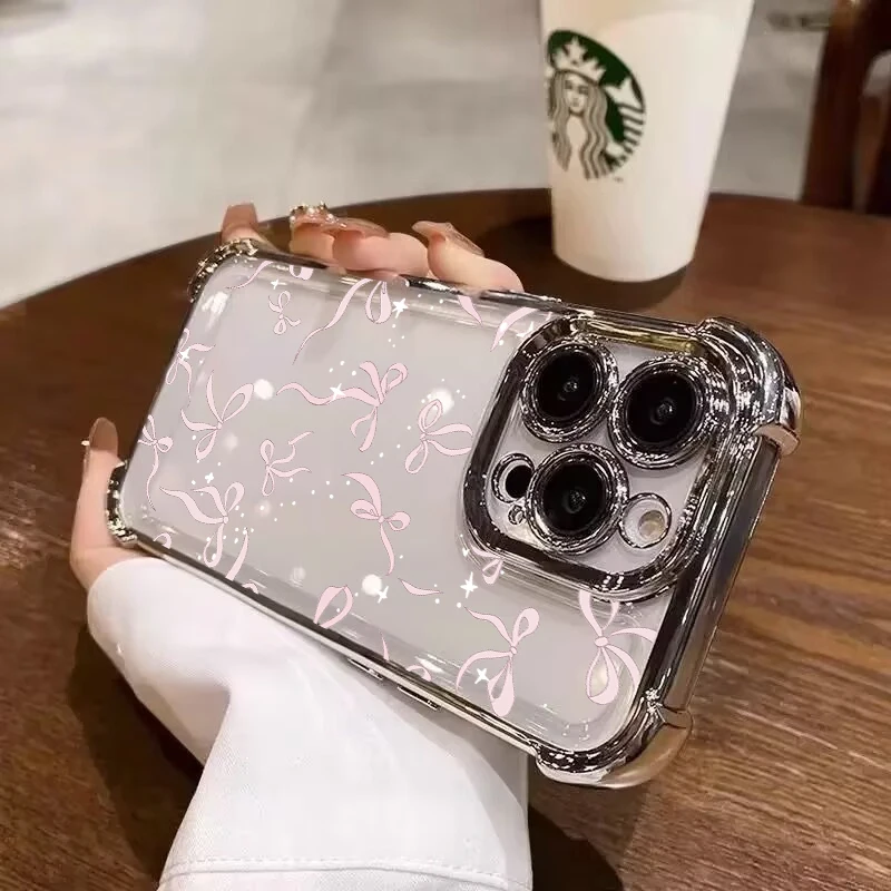Elegant Clear Case with Pretty Bow Design - Luxury Protective Casing